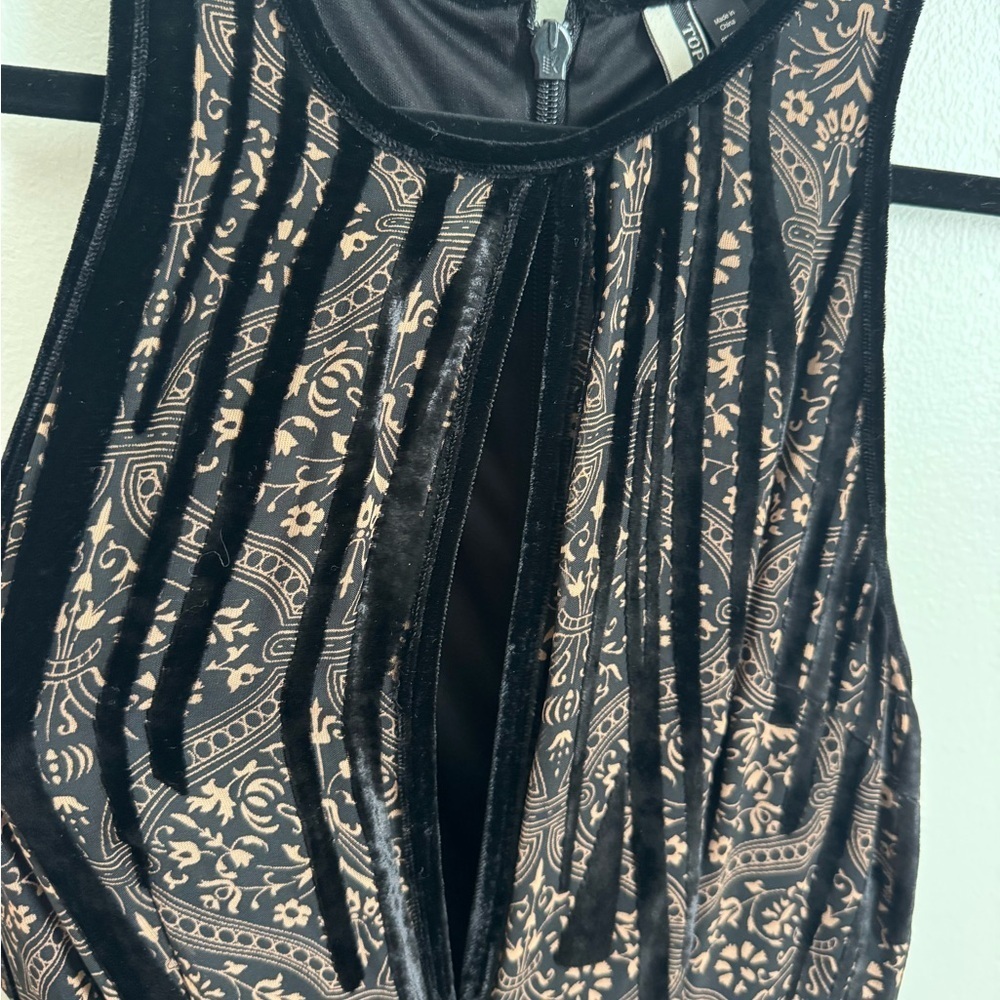 Topshop Jumpsuit Brown/Black Patterned Keyhole - Picture 3 of 6